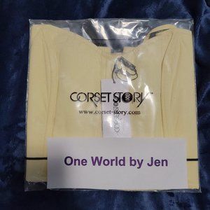 Delia Lemon Sorbet Cotton Cropped Corset with Spaghetti Straps